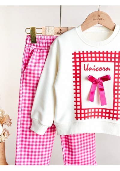 Elzo Collection Kız Çocuk Unicorn Baskılı Kurdele Detaylı Sweatshirt Gabardin Denim Kareli Kot Alt Üst Takım Çok Renkli Elzo Collection Kız Çocuk Unicorn Baskılı Kurdele Detaylı Sweatshirt Gabardin Denim Kareli Kot Alt Üst Takım Çok Renkli