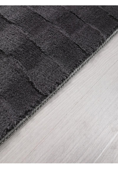 My Evilla Kare Desenli Antrasit Salon Antre Çocuk Odası Kaymaz Taban Modern Dekoratif Halı