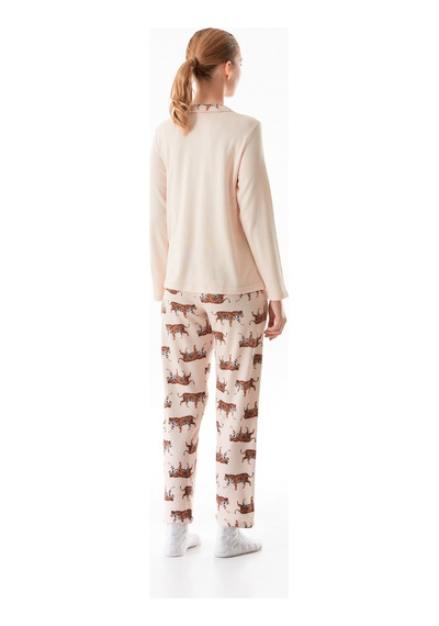 Fullamoda Kaplan Desenli Gömlek Yaka 2 Li Pijama Takımı 24mıcg631216521-bej Bej Fullamoda Kaplan Desenli Gömlek Yaka 2 Li Pijama Takımı 24mıcg631216521-bej Bej