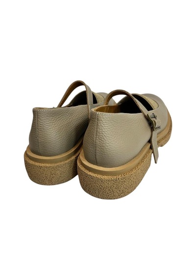 Tufan Shoes Bej Hakiki Deri Üst Kısmı Lastikli Babet Bej