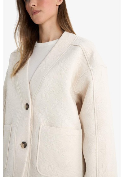 Defacto Regular Fit V Yaka Blazer Ceket G2521ax25auer37 Ekru-er37