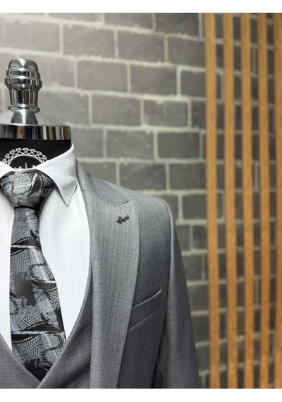Dupont Classics Erkek Slim Fit 6 Drop Sivri Yaka Yelekli Filafil Çift Yırtmaç Takım Elbise Koyu Gri Dupont Classics Erkek Slim Fit 6 Drop Sivri Yaka Yelekli Filafil Çift Yırtmaç Takım Elbise Koyu Gri