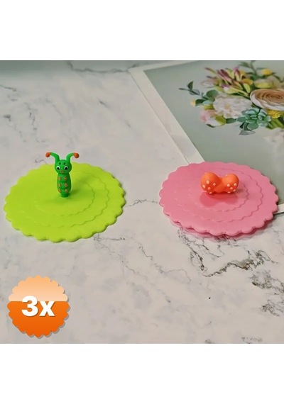 3 Adet Silikon Bardak Kapağı