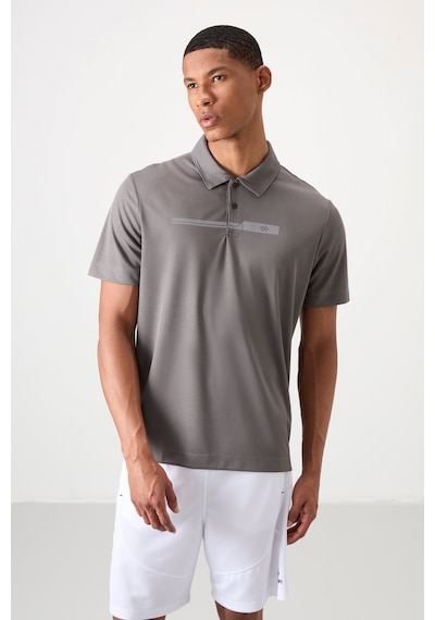 Koyu Gri Polyester Nefes Alan Dokulu İnce Esnek Standart Fit Polo Yaka Erkek Performans T-shirt - 8 Koyu Gri Koyu Gri Polyester Nefes Alan Dokulu İnce Esnek Standart Fit Polo Yaka Erkek Performans T-shirt - 8 Koyu Gri