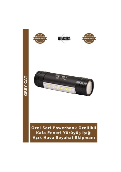 Özel Seri Powerbank Özellikli Kafa Feneri Yürüyüş Işığı Açık Hava Seyahat Ekipmanı Beyaz