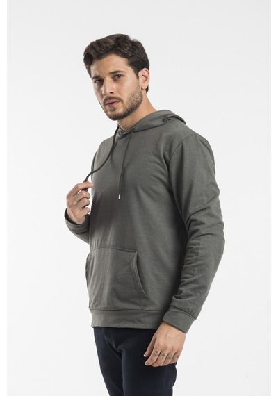 Süperlife Erkek Kapşonlu Regular Fit İnce Sweatshirt Spr 20k55 Haki