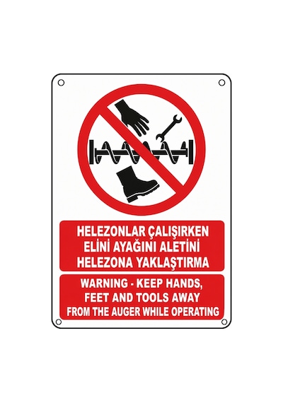 Helezonlar Çalışırken Elini Ayağını Aletini Helezona Yaklaştırma 50x70cm Pvc Isg Levha