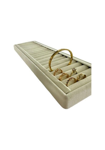 Yerli Üretim Süet Kumaş Krem Renk 35/11 Cm Kelepçe-bileklik Sergileme Standı Çok Renkli
