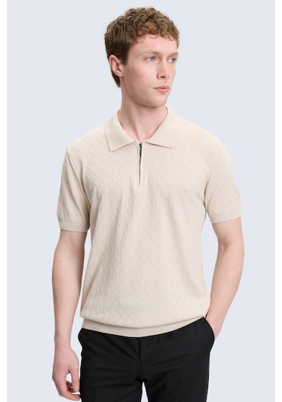 Hatemoğlu Bej Regular Fit Polo Yaka Pamuklu Tişört