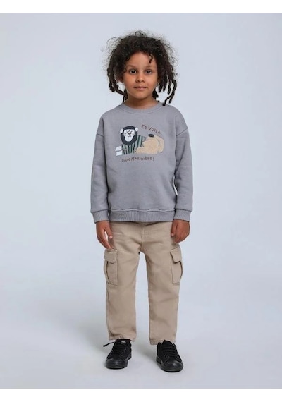 Jack Lions Erkek Bebek Aslan Figürlü Sweatshirt-14747 Gri