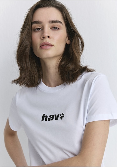 Mavi - Hav Baskılı Beyaz Tişört 1613288-620 Beyaz