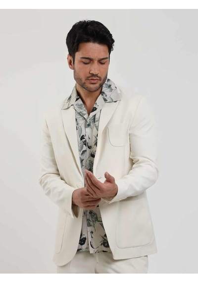 Dufy Bej Erkek Slim Fit Düz Mono Yaka Casual Ceket - 104432-bej Bej