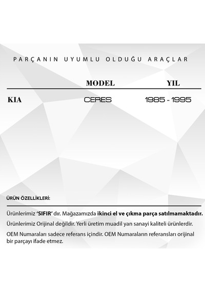 Kia Ceres İçin Fren Debriyaj Pedal Lastiği