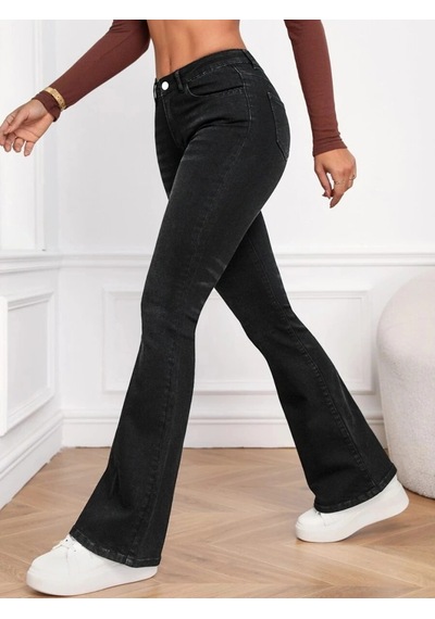 Zenna Tarz Kadın Yüksek Bel Cepli İspanyol Paçalı Kot Jeans Pantolon Siyah Zenna Tarz Kadın Yüksek Bel Cepli İspanyol Paçalı Kot Jeans Pantolon Siyah