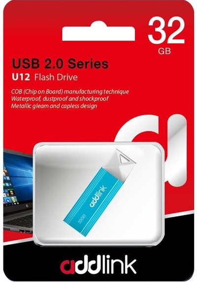 Addlınk 32gb Usb 2.0 U12 20mbs-10mbs Flash Drive Aqua Ad32gbu12a2