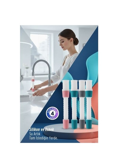 Zenvac 4 Lü Silikon Esnek Musluk Uzatıcı 14.5 Cm Lavabo Ve Mutfak Batarya Başlığı Zenvac29 Renkli