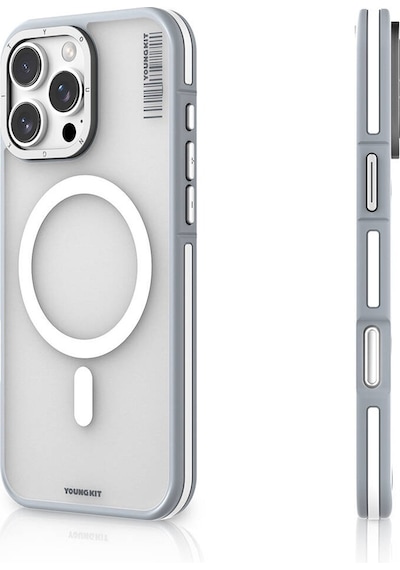 Apple iPhone 16 Pro Max Uyumlu Kılıf Magsafe Şarj Özellikli Youngkit Rock Sand Serisi Kapak Gri