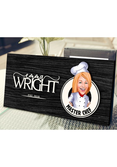 Bk Gift Kişiye Özel Kadın Chef Karikatürlü Kabartma Figürlü Ahşap Tablo, Duvar Dekoru, Arkadaşa Hediye, Özel Tasarım Ev Hediyesi-1