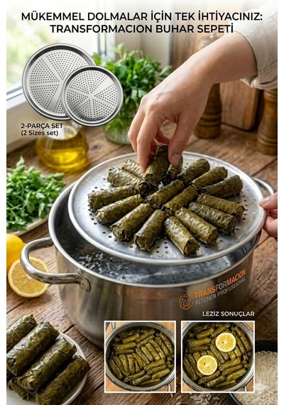 Transformacion 2'li Sarma Dolma Süzgeci, Paslanmaz Çelik Pişirme Altlığı, Yanmaz Yapışmaz Tencere Tabanı 719157 Diğer