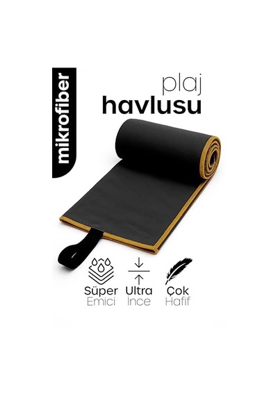 Telvesse Unisex Mikrofiber Plaj Havlusu 80x130 Cm Yumuşak Dokulu Deniz Banyo Sporcu Havlusu Large Boy Siyah Açık Bej