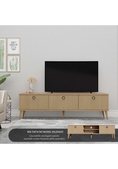 1372 Lexus 180 Cm Ahşap Ayaklı Tv Ünitesi Sepet - Yunus