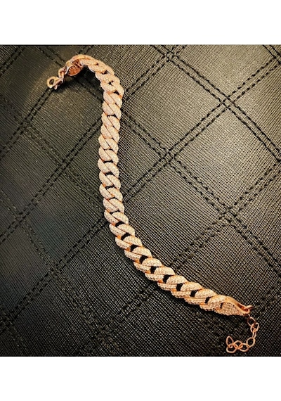 Oriental Kuyumculuk Jewellery Rose Gümüş Taşlı Gurmet Zincir Su Yolu Bileklik Rose