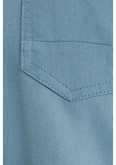Tudors Erkek Regular Fit Rahat Kesim Çift Cepli Spor Yaka Denim Petrol Gömlek-36858 Petrol