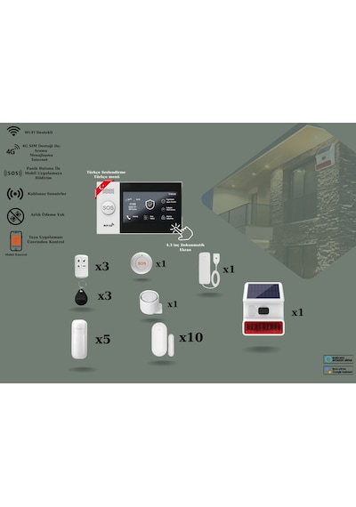 Pet Uyumlu Akıllı Güvenlik Alarm Sistemi Ev Ve Iş Yeri Ekstra Plus