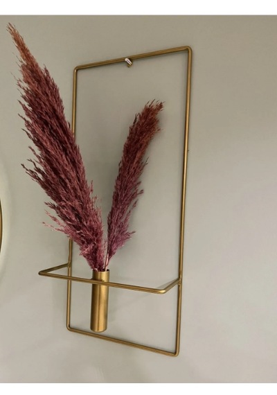 MetaQuartz Aksesuar 2'li Kare Gold Metal Çiçeklik , Modern Dekoratif Metal Çiçeklik