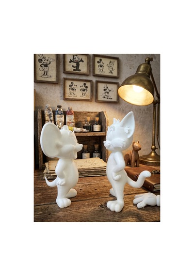 3d Tom Ve Jerry Figür 2 Li Boyama Seti - Kendin Boya Hobi Ve Etkinlik Seti - Akrilik Boya + 4 Fırça