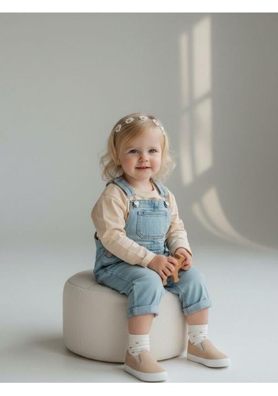 Zekids Kız Bebek Çiçek Desenli Pamuklu Uzun Kollu Bluz-16943 KREM