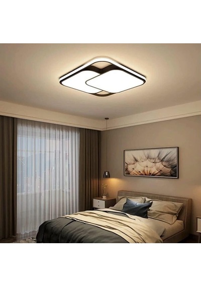 Arteluz Modern Çift Kare Tavan Led Avize 3 Renk Işıklı Uzaktan Kumandalı Dimmer Özellikli Diğer