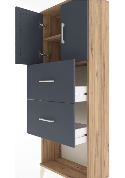 Arges Dolap 2 Raflı 2 Çekmeceli 2 Kapaklı 60x30x163 Çam-antrasit Atlas Çam Arges Dolap 2 Raflı 2 Çekmeceli 2 Kapaklı 60x30x163 Çam-antrasit Atlas Çam