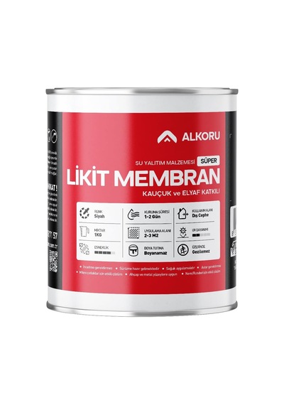 Alkoru Süper Likit Membran Kauçuk Ve Elyaf Katkılı Sıvı Su Yalıtım Malzemesi 1, Kilogram