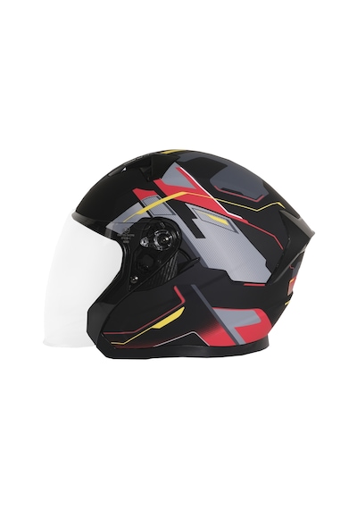 Gp Nero Mks006-mbc5r Şeffaf Vizörlü Motosiklet Yarım Kask Siyah Kırmızı