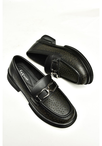 Fox Shoes U704126509 Siyah Loafer Makosen Kadın Ayakkabı Siyah