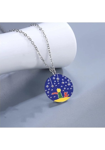 Little Prince Küçük Prens Ve Tilki Best Friends Dostluk Sembolü Çift Kolye Çok renkli
