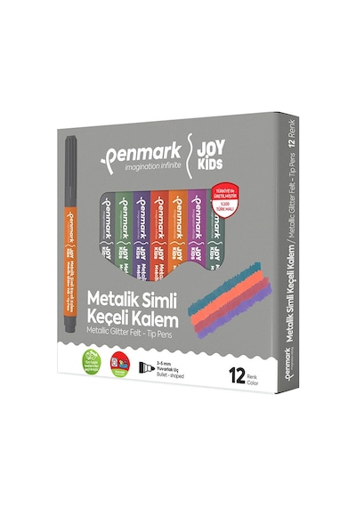 Penmark Süper Yıkanabilir 12'li Metalik Simli Jumbo Keçeli Kalem Seti