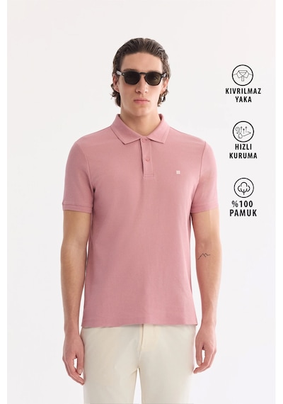 Avva Erkek Gül Kurusu Kıvrılmaz Polo Yaka %100 Pamuk Basic Regular Fit T-shirt B001032 Gülkurusu