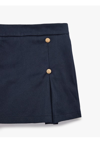 Koton Pamuklu Gabardin Kumaş Beli Lastikli Düğme Detaylı Pileli Şort Etek Lacivert 6skg40012aw Koton Pamuklu Gabardin Kumaş Beli Lastikli Düğme Detaylı Pileli Şort Etek Lacivert 6skg40012aw