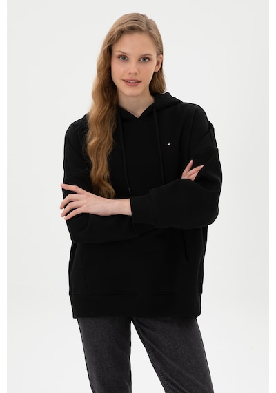 U.S. Polo Assn. Kadın Siyah Şardonlu Kapüşonlu Sweatshırt 50313567-VR046