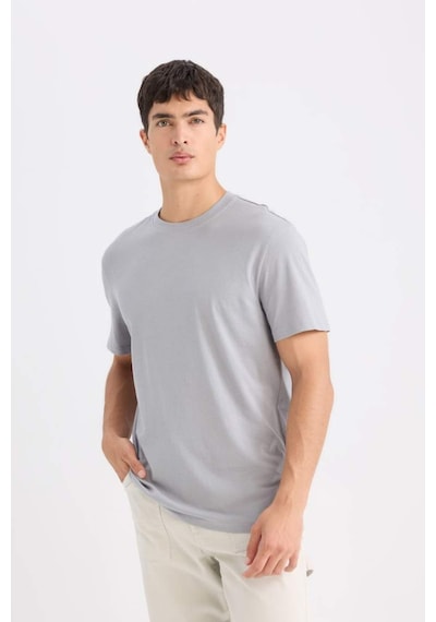 DeFacto %100 Pamuk New Regular Fit Bisiklet Yaka Basic Düz Kısa Kollu Tişört V7699AZ25SPGR89