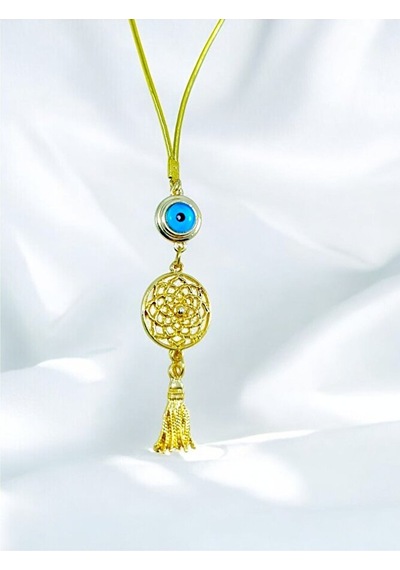 Nazar Boncuklu Lotus Çiçeği Araba Dikiz Ayna Süsü/ Püsküllü Yeni