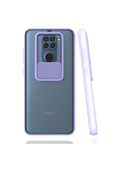 Kilifone - Xiaomi Uyumlu Redmi Note 9 - Kılıf Slayt Sürgülü Arkası Buzlu Lensi Kapak - Lila