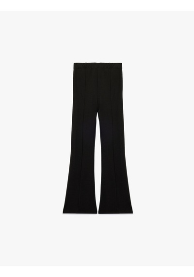 Koton Viskon Karışımlı Yüksek Bel İspanyol Paça Pantolon Siyah 7wkg40142ak