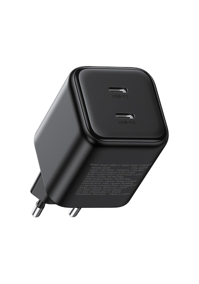 Ugreen 45w Gan Hızlı Şarj Cihazı Type-c Qc Pd 2xusb-c, Siyah, 65058