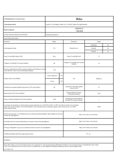Beko KMB 901 IG 9 KG Kurutma Makinesi