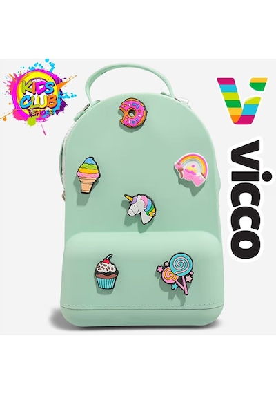 Vicco Pvc Mini Boy Çocuk Plaj Çantası Kreş Çantası Sırt Çantası Okul Çantası Unisex Çanta Yeşil