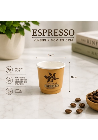 Mien Art 4'lü Espresso Bardağı 90cc , Kulpsuz Kahve Fincanı Çok Renkli