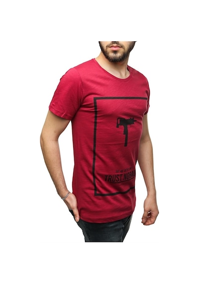 Madmext Uzi Baskılı Bordo Tişört 2533